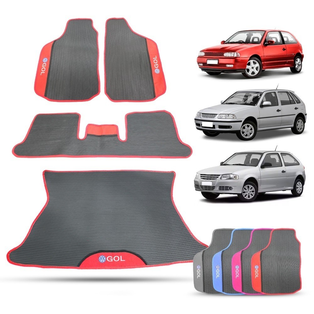 Tapete de Carro Gol Bola G2 G3 G4 Borracha 3 Peças Kit Tapete Impermeável Porta Malas 1995 a 2014 Personalizado