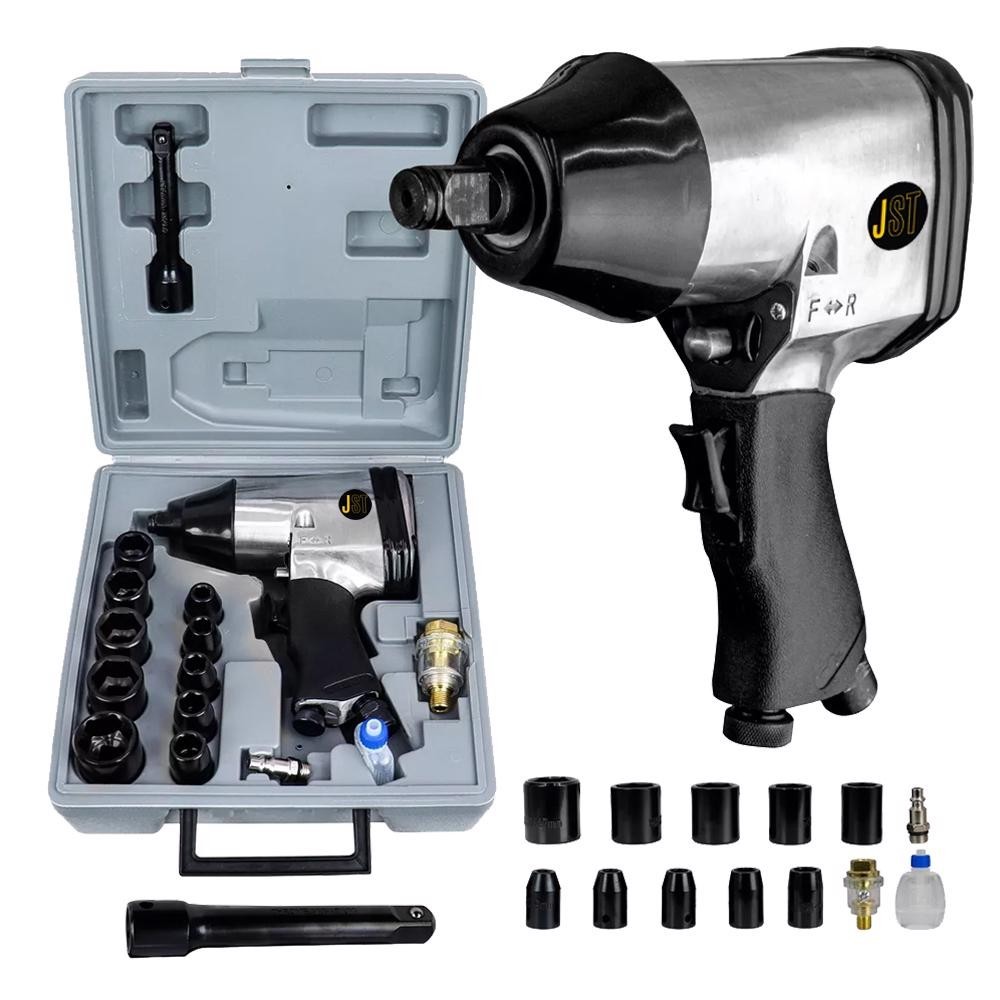 Chave de Impacto Pneumática 1/2 JST JCH32 com Kit 10 Soquetes Lubrificador Maleta em Oferta na Shopee