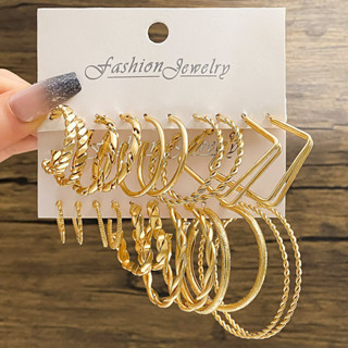 [Conjunto Golden Heart Pearl Circle Frosted Twist Heart Card Brincos de noivado de noivado em Oferta na Shopee