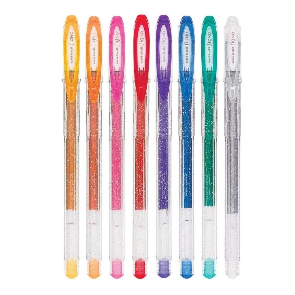 Caneta Esferográfica em Gel com Glitter 1.0mm Signo Sparkling Cintilante Uniball | Tinta Anti Fraude | a prova d' água