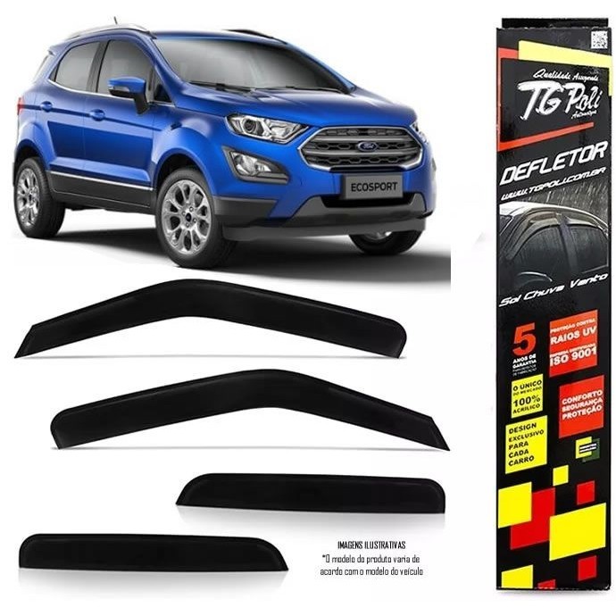 Calha Chuva Defletor TG Poli Ford Nova Ecosport 2013 a 2021 - 4 Portas