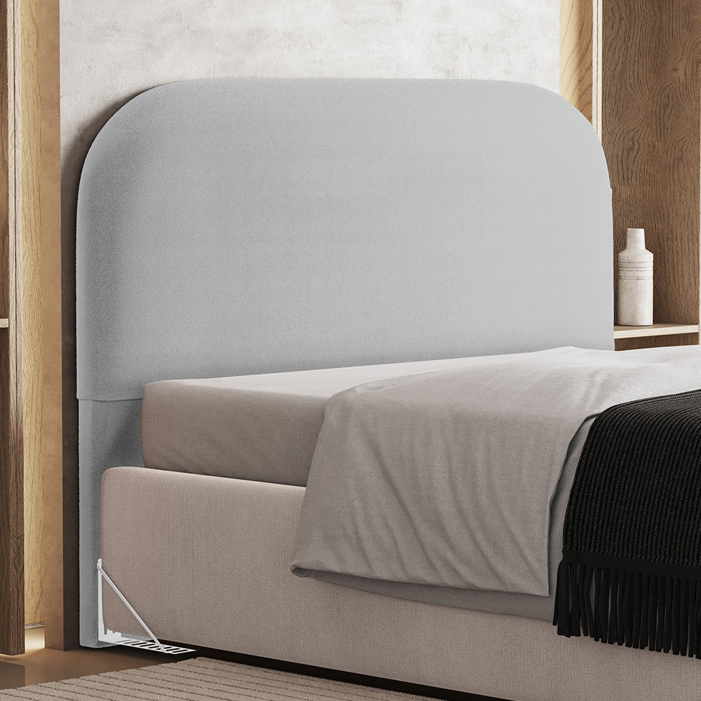 Cabeceira Cama Box Queen 160cm Orgânica Lanna W01 Bouclê Cinza - Lyam Decor em Oferta na Shopee