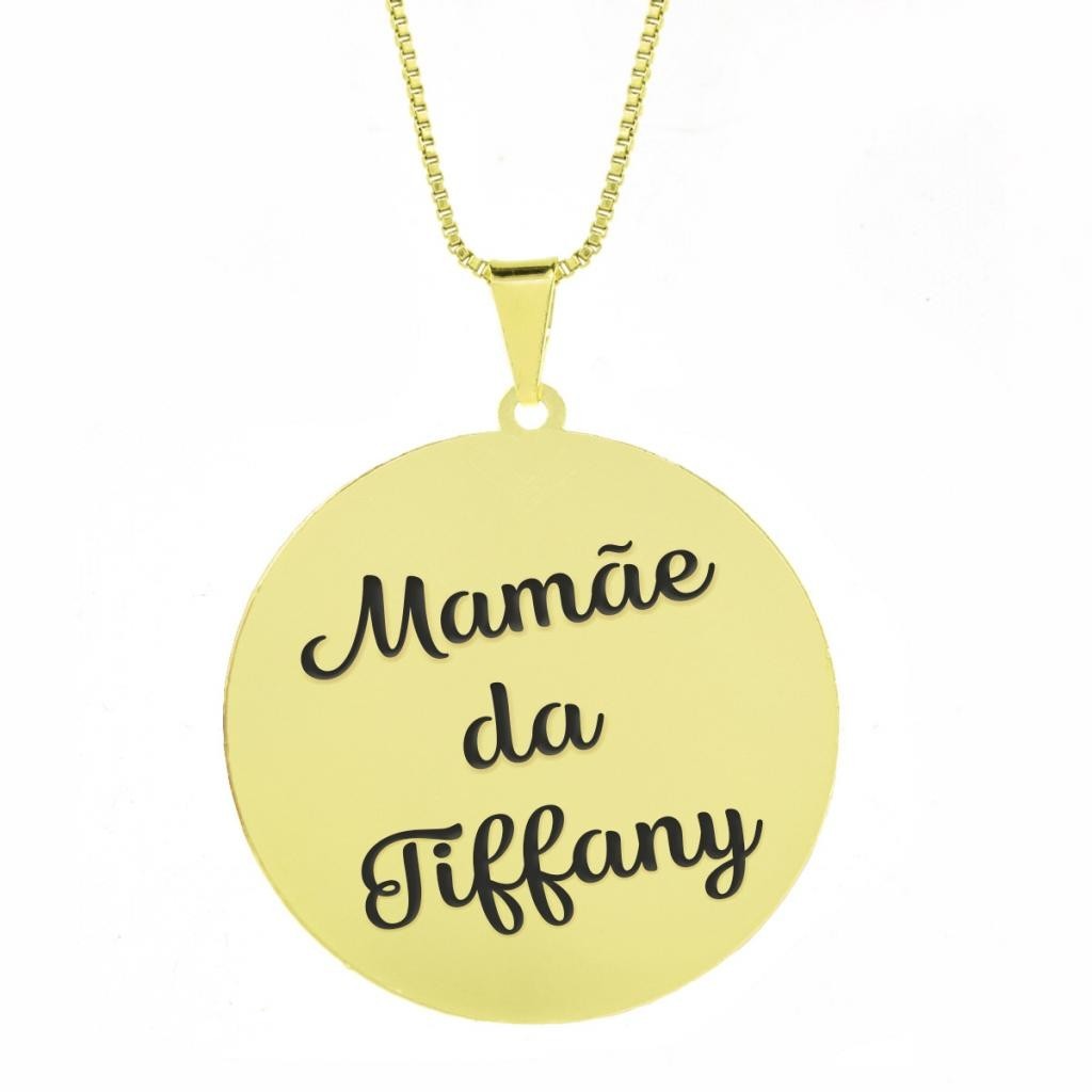 Gargantilha Pingente Redondo Personalizado Mamãe da Tiffany Banhado Ouro 18K - 999011474