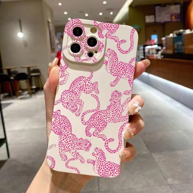 Caixa Com Padrão De Impressão Leopardo Rosa Para Samsung Galaxy A32 A23 5G A14 A53 A05 A05S A34 A55 A15 A54 A25 A75 A52 A52S A13 A73 A33 A72 A51 A71 Capa De Silicone Macia À Prova De Choque