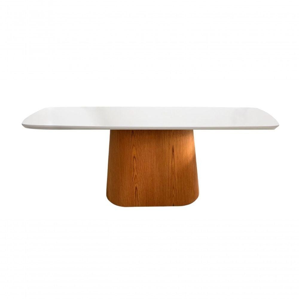 Mesa De Jantar Retangular 220x120 Cm Oval Em Madeira Branco em Oferta na Shopee