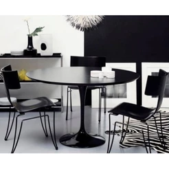 Mesa De Jantar Tulipa Saarinen Redonda 120 Cm Laqueada Preto