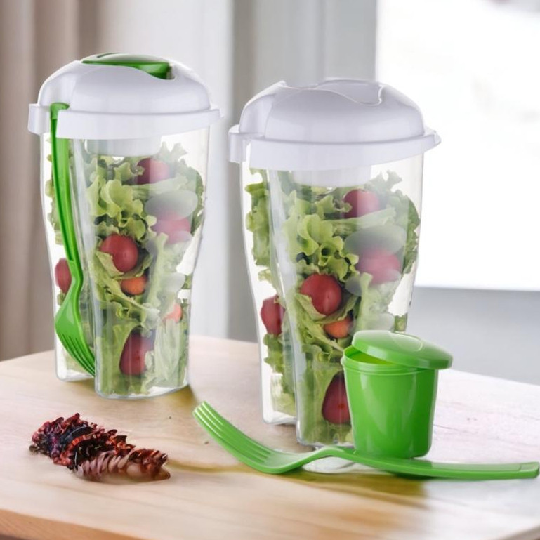 Copo para Salada Lancheira Salada de Frutas Fitness 850ml Copo Transparente Fitness