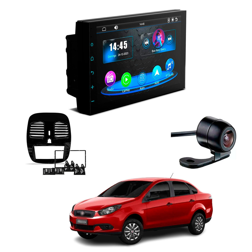 Multimídia Mp5 7" Câmera Ré Borboleta + Moldura 2Din Grand Siena 2012 2013 2014 2015 2016 2017 2018 em Oferta na Shopee