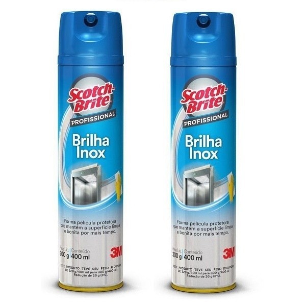 Kit com 2 Brilha INOX 3M SCOTCH-BRITE 400ML em Oferta na Shopee