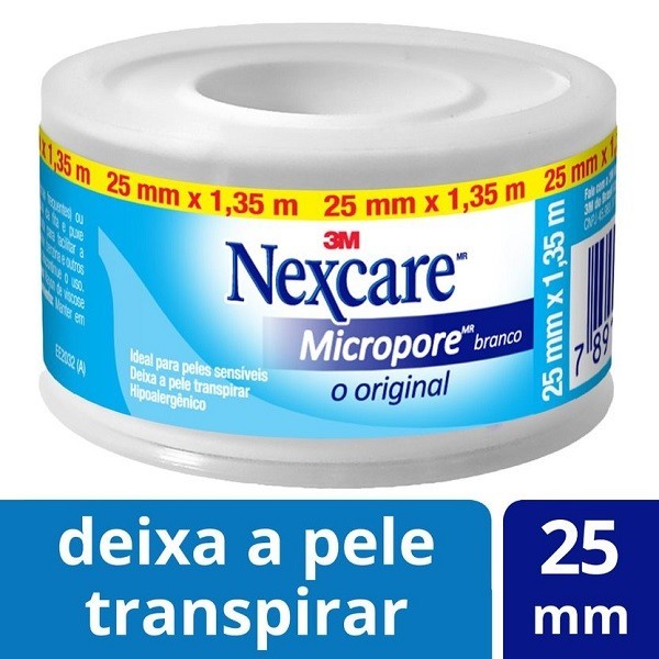 Curativo Nexcare Micropore 25MM X 1,35M Branco em Oferta na Shopee