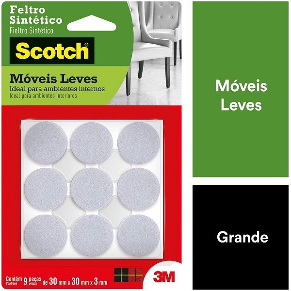 Feltro Adesivo Cadeira Redondo G 30MM com 9 SCOTCH 3M em Oferta na Shopee
