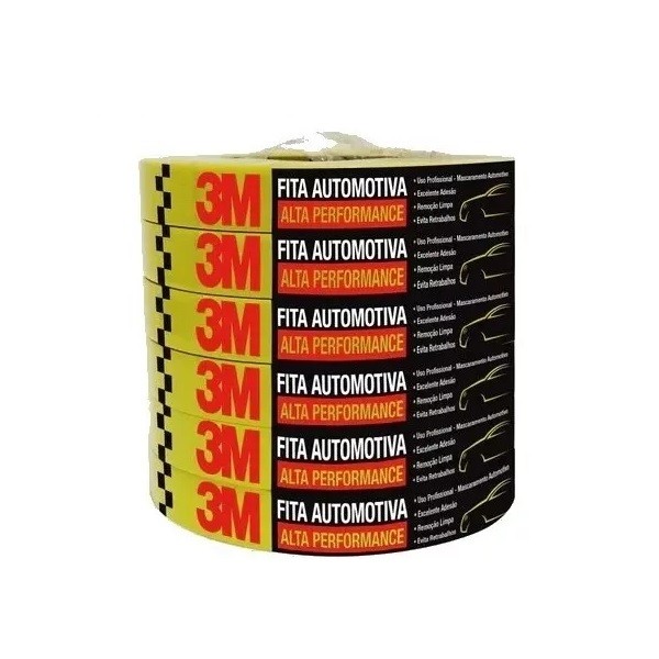 Kit 6 Fita Crepe Automotiva 3M 18MM X 40M ALTA Performance - Stationery