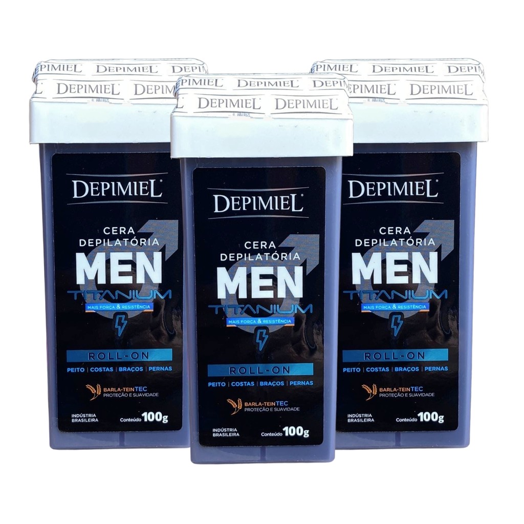 Kit 3 Ceras Roll-on Depilatória Men Powerful Homen Depimiel em Oferta na Shopee