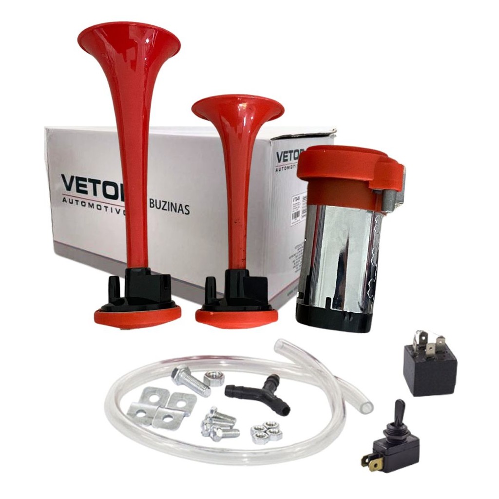 Buzina Marítima 2 Cornetas 12V Com Compressor E Mangueira - Spare Parts and Accessories for Vehicles