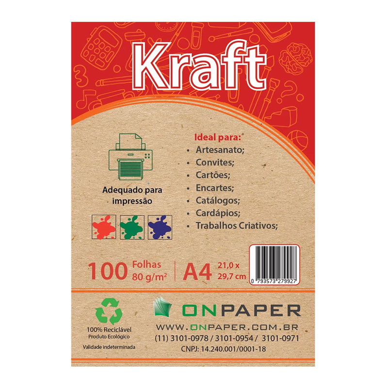 Papel Kraft A4 80g 210x297 com 100 folhas On Paper