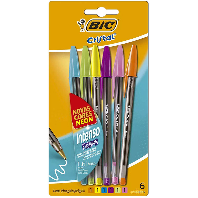 Caneta esferografica 1.6 Fashion Intenso com 6 unidades Bic