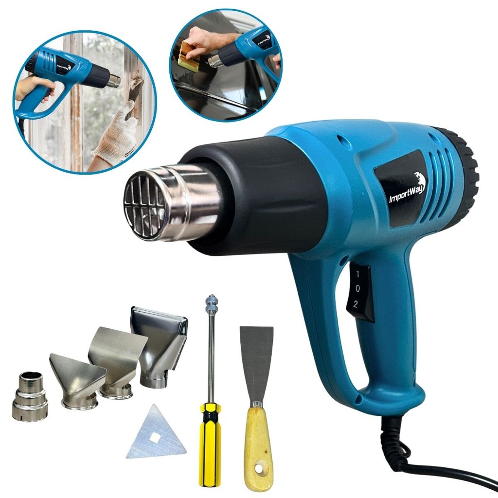 Soprador Térmico Com Acessórios Azul 350°c E 600°c 2000w