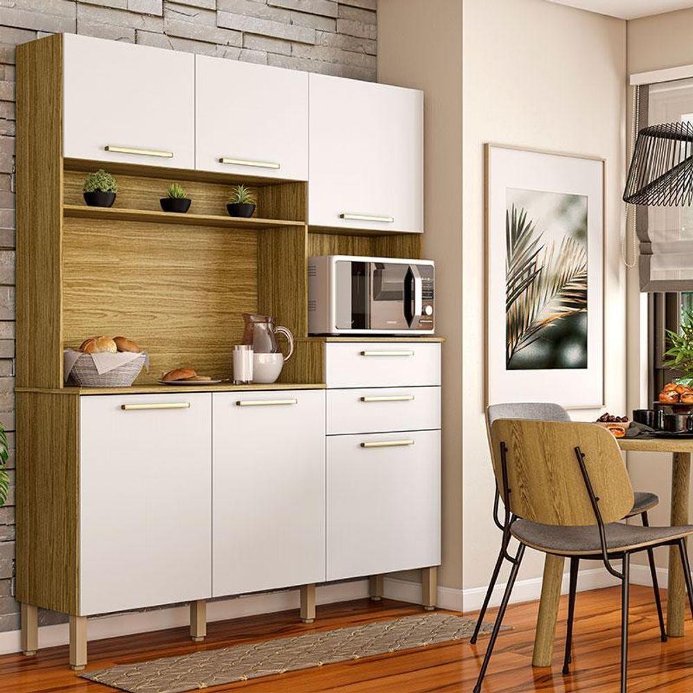 Cozinha Ambiente Montesa 6 Portas E 2 Gavetas Freijó Supremo - Kits Paraná - Home & Living