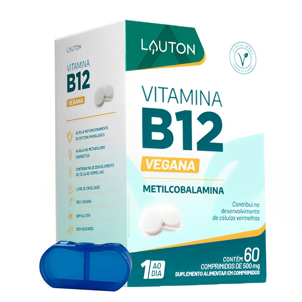 Vitamina B12 Lauton Metilcobalamina 60 Comp + Porta Cápsulas