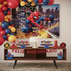 Festa Fácil Homem Aranha Original em EVA Com Painel + 38 Pçs
