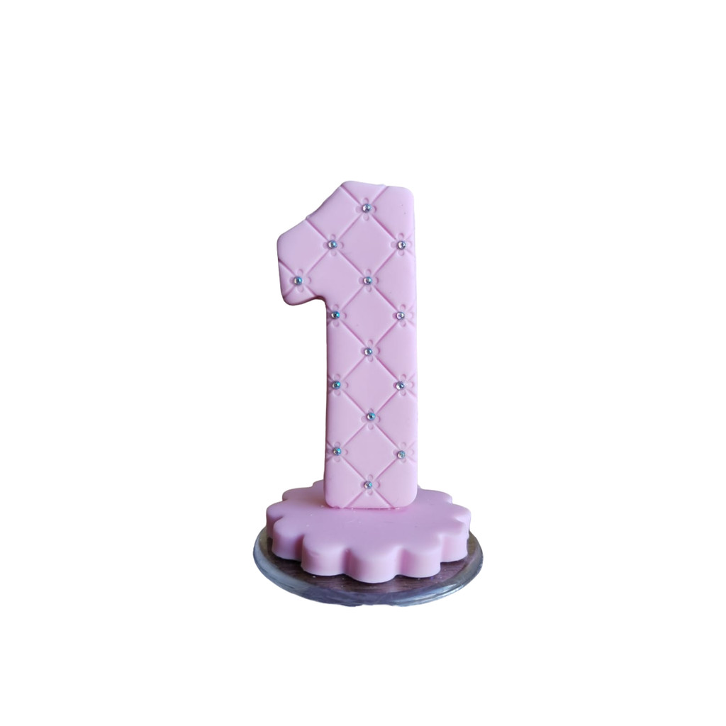 Vela de Biscuit Rosa com Strass do Número 0 ao 9 para Festa e Bolo de Aniversário e Mesversário em Oferta na Shopee