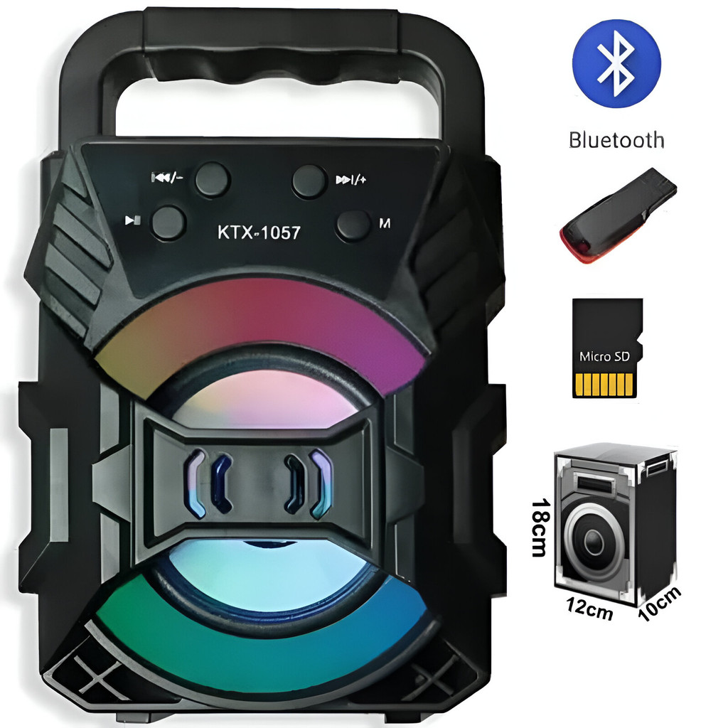 Caixa De Som Bluetooth Amplificada Portátil FM/AM cartão de memória até 32GB, pendrive USB Mp3 SD KTS-1057 de 3 ORIGINAL