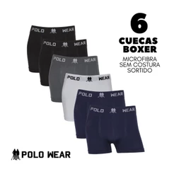 Kit 6 Cuecas Boxer Sem Costura em Microfibra Polo Wear