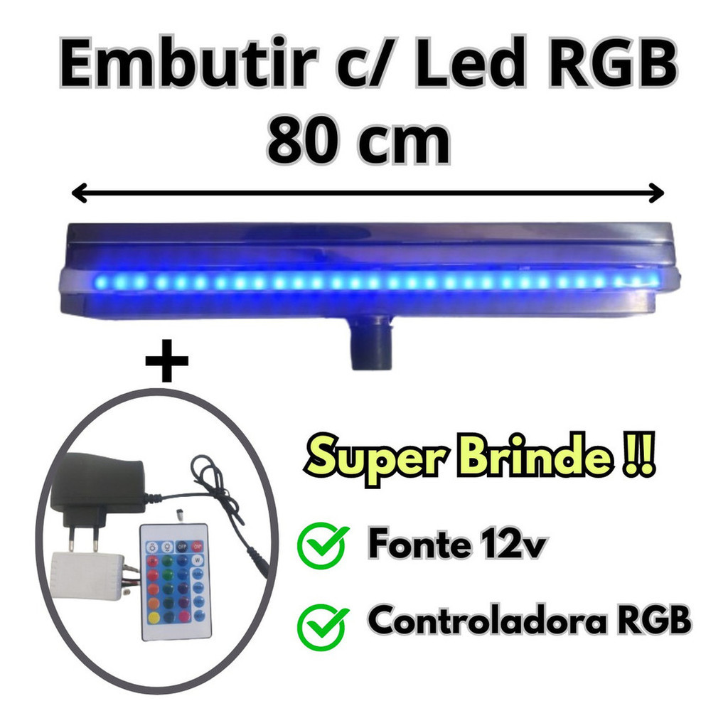 Cascata Inox Embutir 80cm Led Rgb Controle E Fonte Grátis em Oferta na Shopee