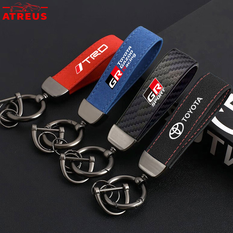 Chaveiro De Carro Toyota Pele De Fibra De Carbono Fivela De Cor Pura Moda Para Corolla Cross Hilux SW4 RAV4 Yaris Sedan Hatch Etios
