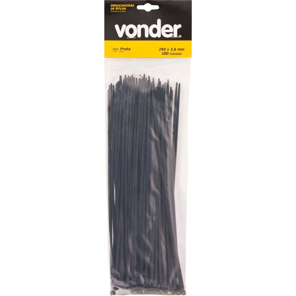Abraçadeira de Nylon 1200x9,0mm Preta com 10 peças Vonder em Oferta na Shopee