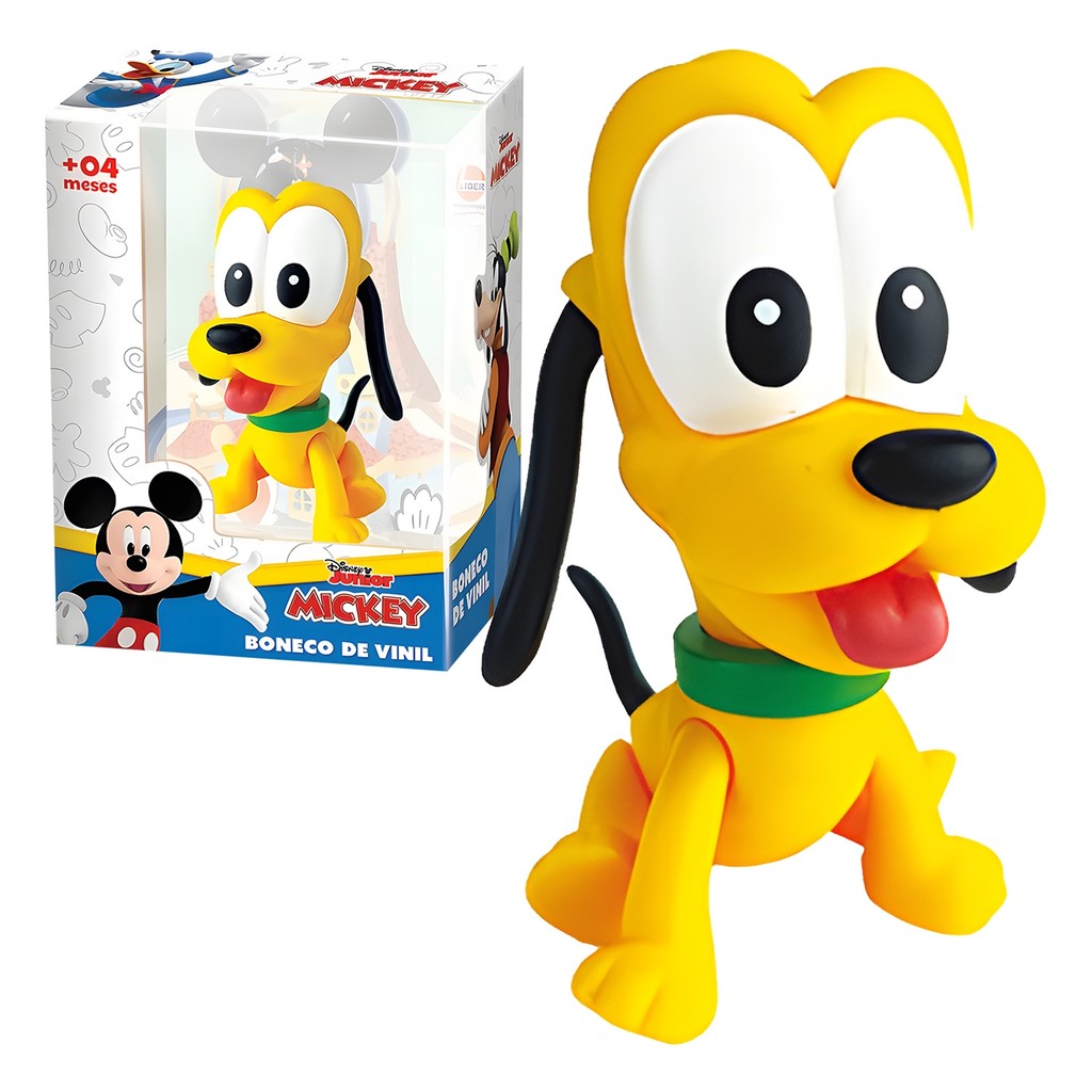 Pluto Baby Boneco Em Vinil 12 cm Vinil Macio Mickey E Amigos 3296 - Líder Brinquedos
