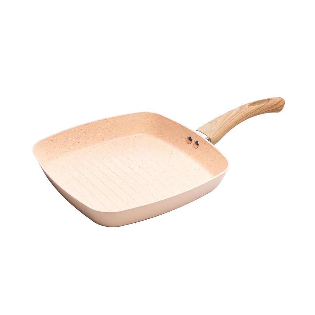 Bistequeira em Alumínio com Revestimento Cerâmico Bege 24cm - Home & Living