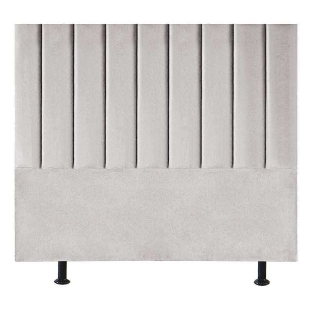 Cabeceira Estofada Cama Box King 195cm Marina Linho Cinza Claro