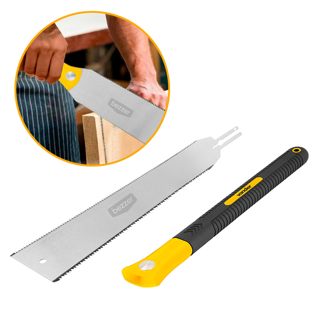 Serrote Tipo Japonês Ryoba Gyokucho 300 mm Vonder Lâmina Dupla Rip Cut e Cross Cut Intercambiável