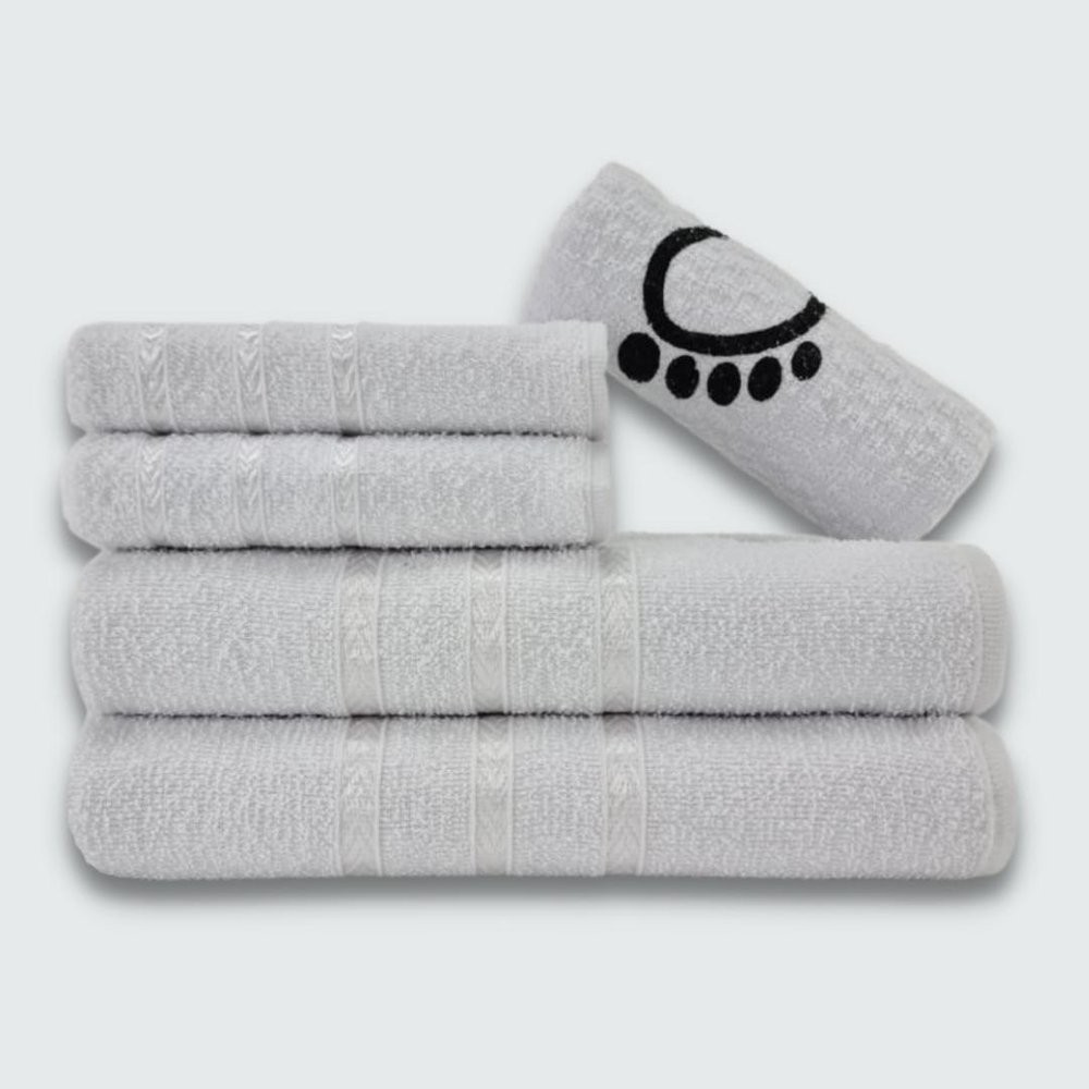 Jogo de Toalha Banho 5 peças Verona 100% Algodão Branco