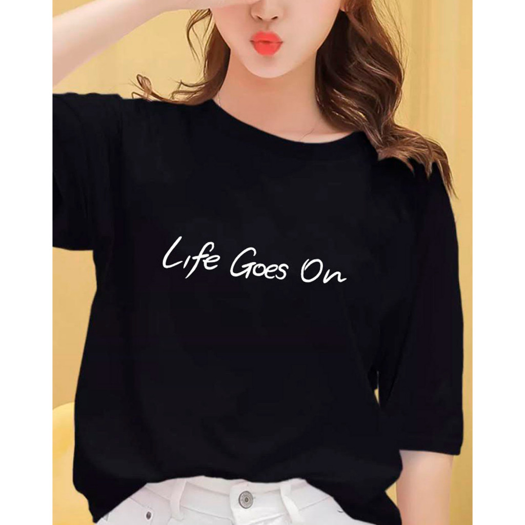 Camiseta Camisa Feminina Life Goes On em Oferta na Shopee