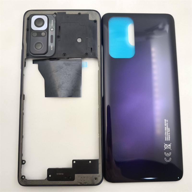 Carcaça Completa Para Xiaomi Redmi Note 10 Pro 4G M2101K6G Capa De Moldura Intermediária + Tampa Traseira Da Bateria Peç