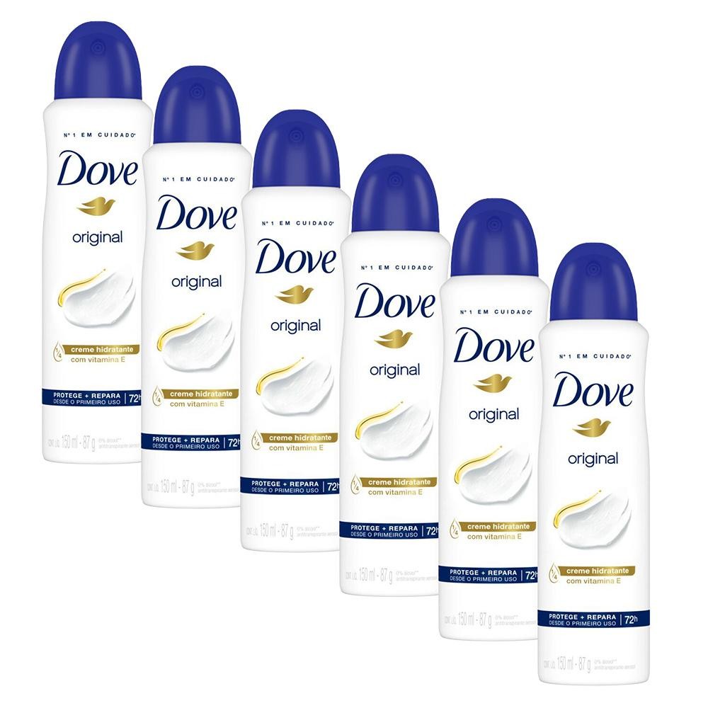 Kit 6 Desodorantes Dove Antitranspirante Aerossol Original 150ml