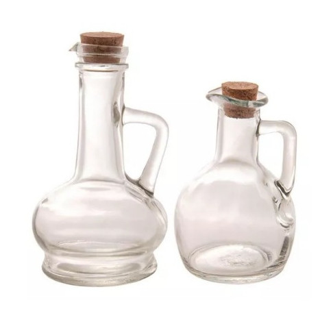 Jogo De Galheteiro De Vidro Com Tampa De Rolha 2 Peças 180ml E 230ml em Oferta na Shopee