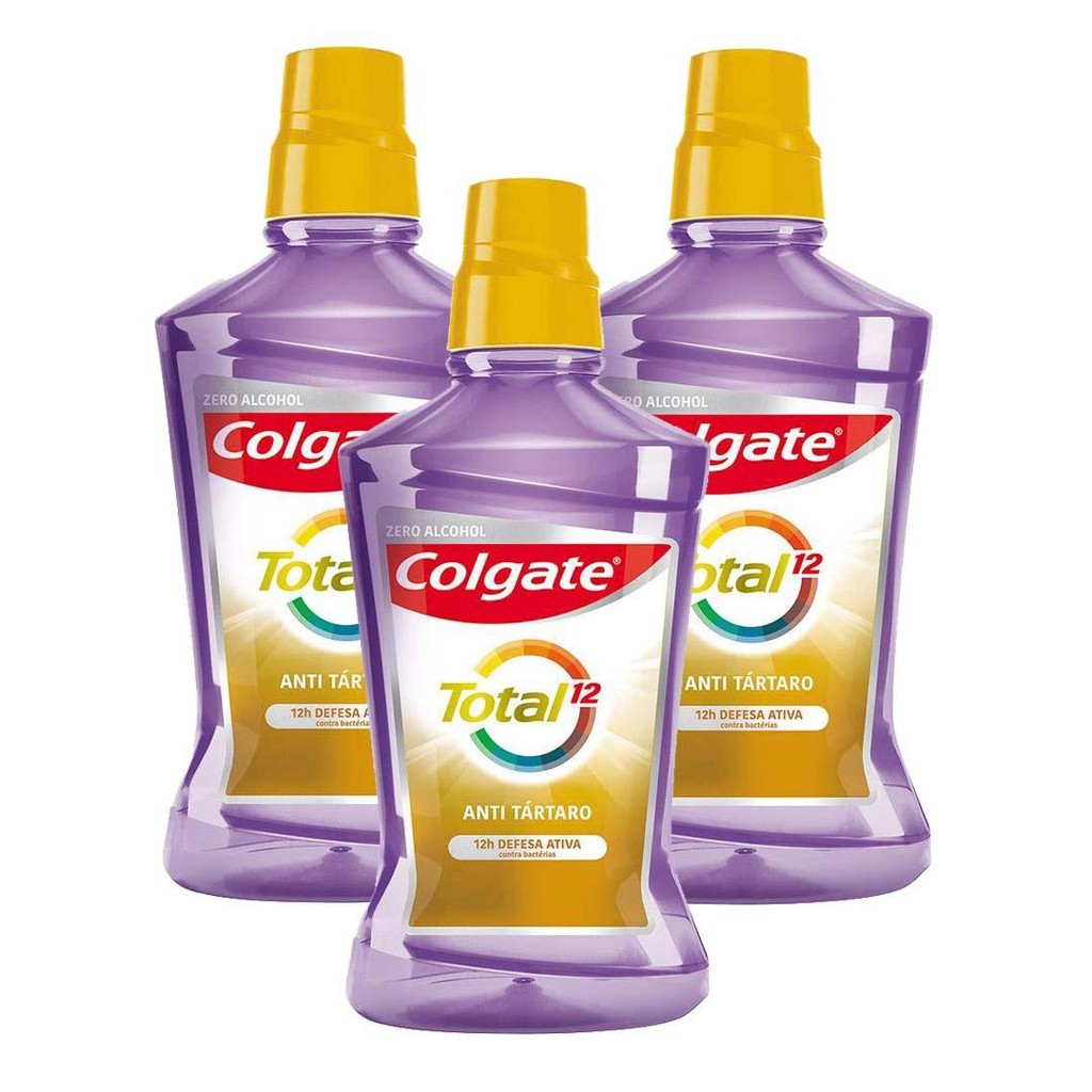 Kit Enxaguante Bucal Colgate Total 12 Anti Tartar 500ml com 3 unidades em Oferta na Shopee