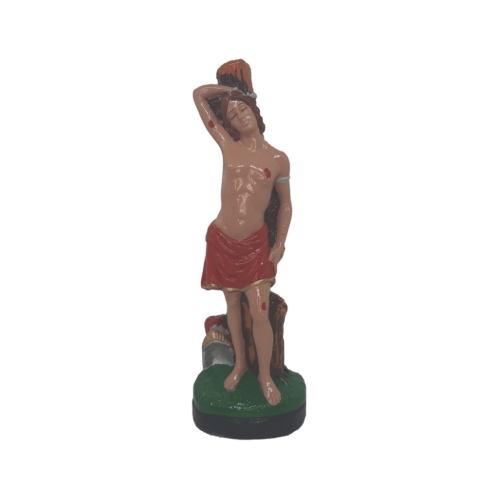 Escultura Estatueta Estátua São Sebastião Católico Oxóssi Umbanda Candomblé Imagem  Em Gesso 22cm Altar Congá Porteira Tronqueira