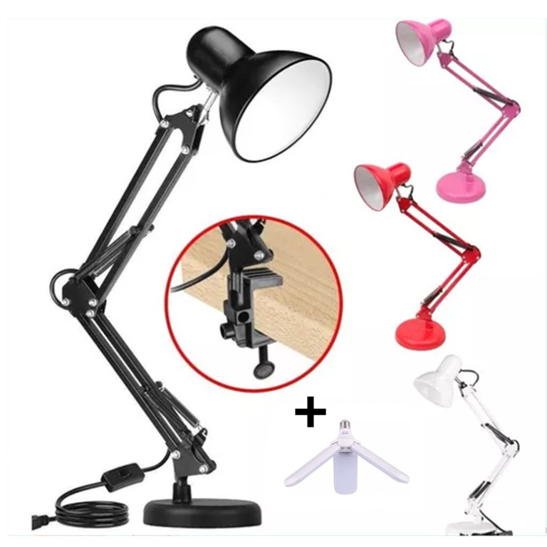 Luminária abajur de mesa articulada base e garra 2 em 1 com ou sem  lampada Multifuncional 3 Petalas em Oferta na Shopee