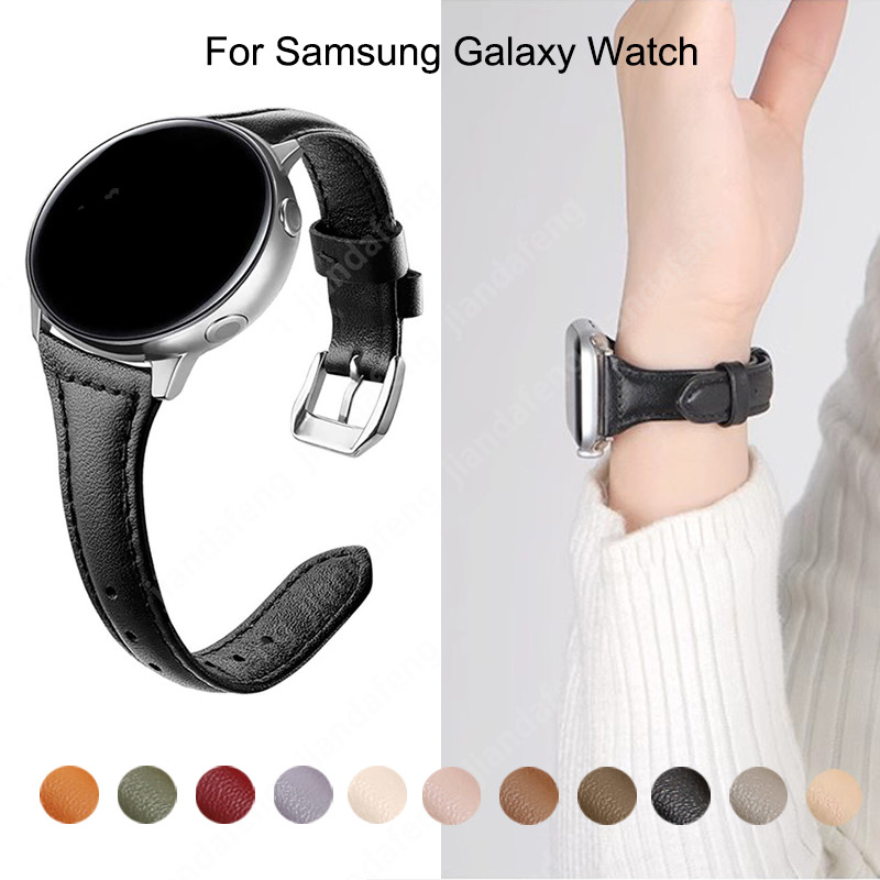 Pulseira De Substituição Couro Feminina Para Samsung Watch 7 6 5 4 Active 2 40mm 44mm Relógio FE 6 4 Clássico 43mm 47mm