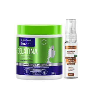 Kit Para Finalização Beleza Natural Gelatina Hidra Fix 500g + Reparador de Pontas 30ml em Oferta na Shopee