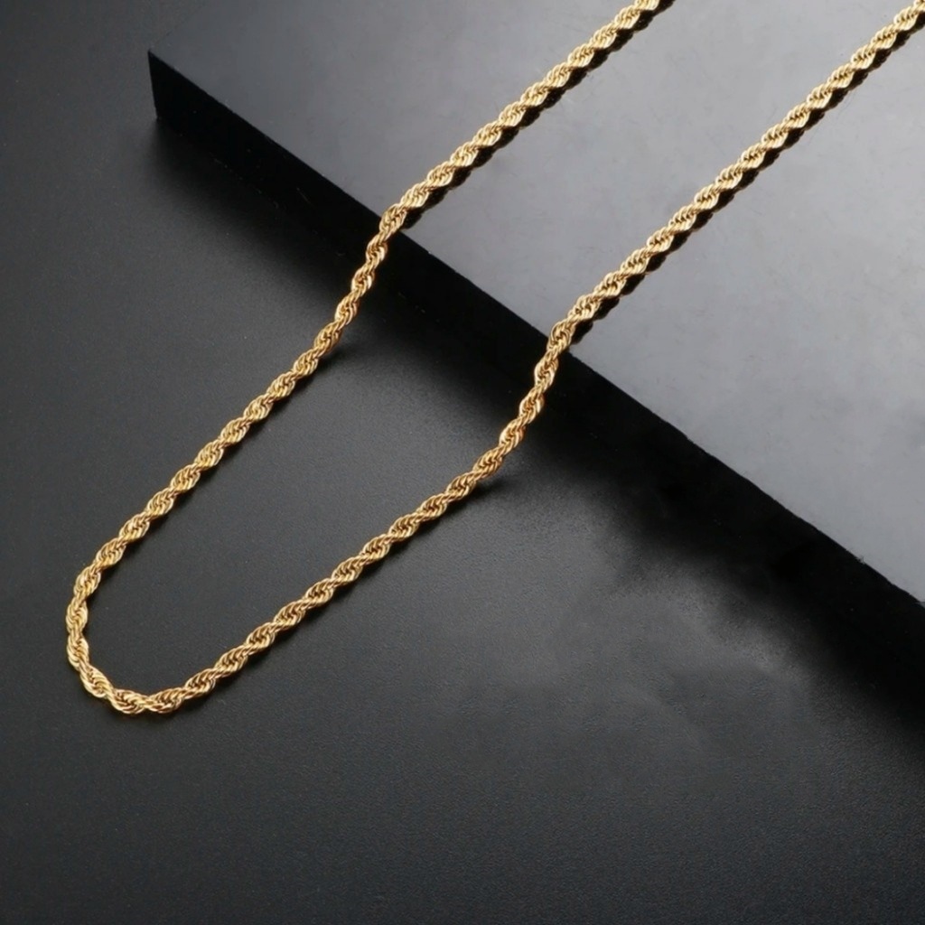 Colar Corrente Cordão Banhado a Ouro 18k Masculino/Feminino – Vários Tamanhos e Larguras em Oferta na Shopee