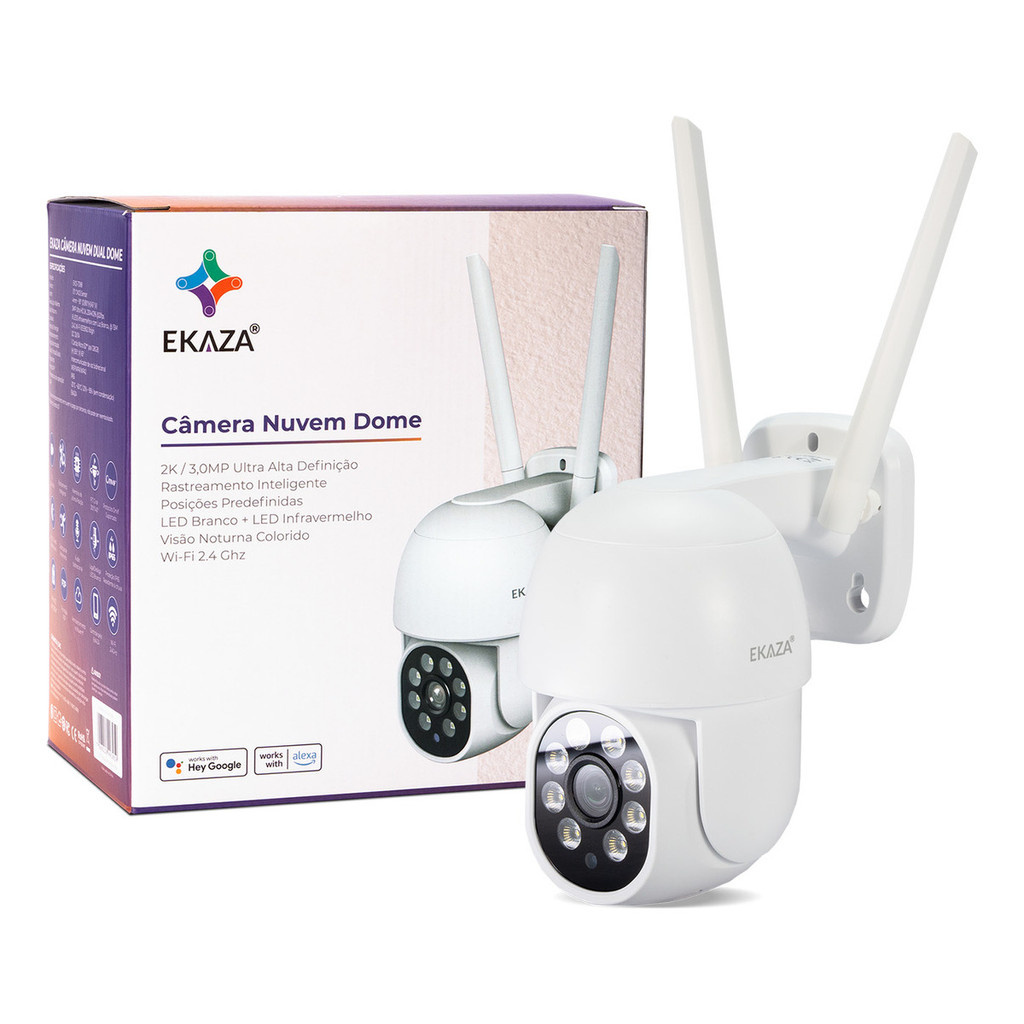 Câmera De Segurança Inteligente Nuvem Dome Controle Aplicativo Wi-fi Ultra HD 2k Ip65 Ekaza