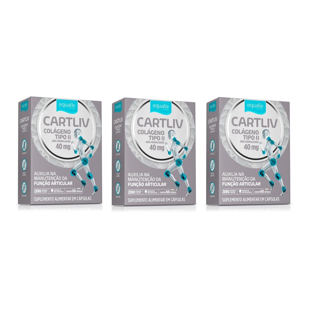 Kit 3 Cartliv Colágeno Tipo 2 Polivitamínico 60Cps - Equaliv