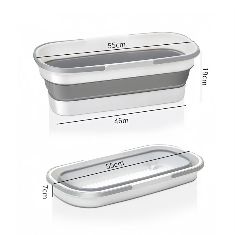 Balde Dobrável Retrátil Flexível Retangular 26L Silicone Multiuso Com 4 Rodinha