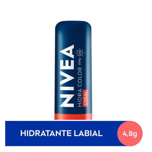 NIVEA Hidratante Labial Hidra Color Coral 4,8g - Beauty