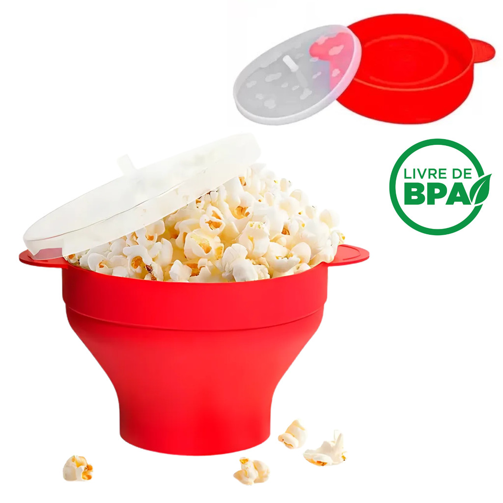 Pipoqueira De Silicone Para Micro-ondas Dobrável C Tampa Balde Pipoca em Oferta na Shopee